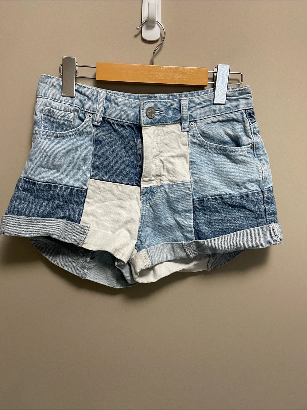PacSun Patchwork Colorblock Denim Mom Shorts Women’s Size 25
